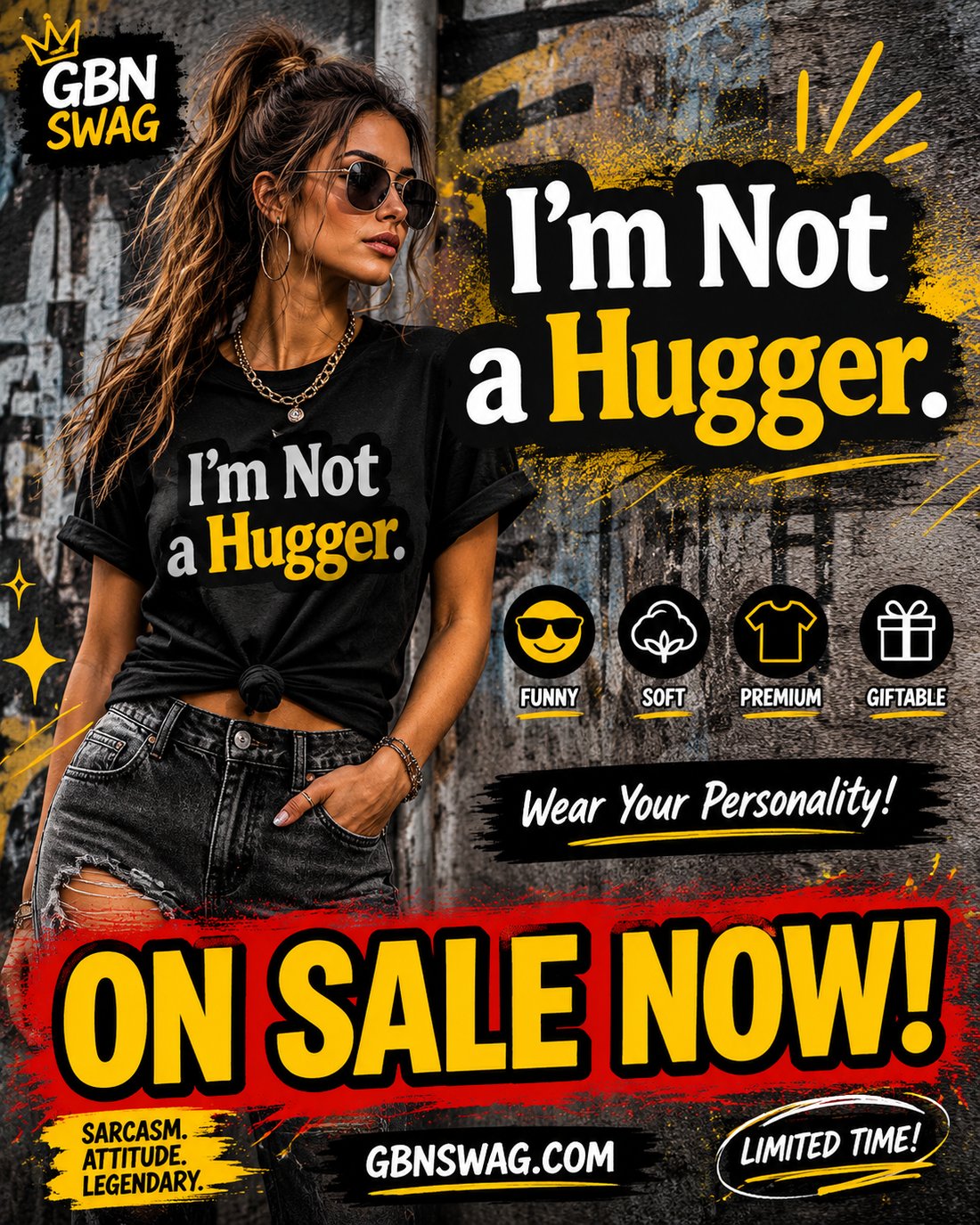 Funny Sarcastic T-Shirt for People Who Are Definitely Not Huggers