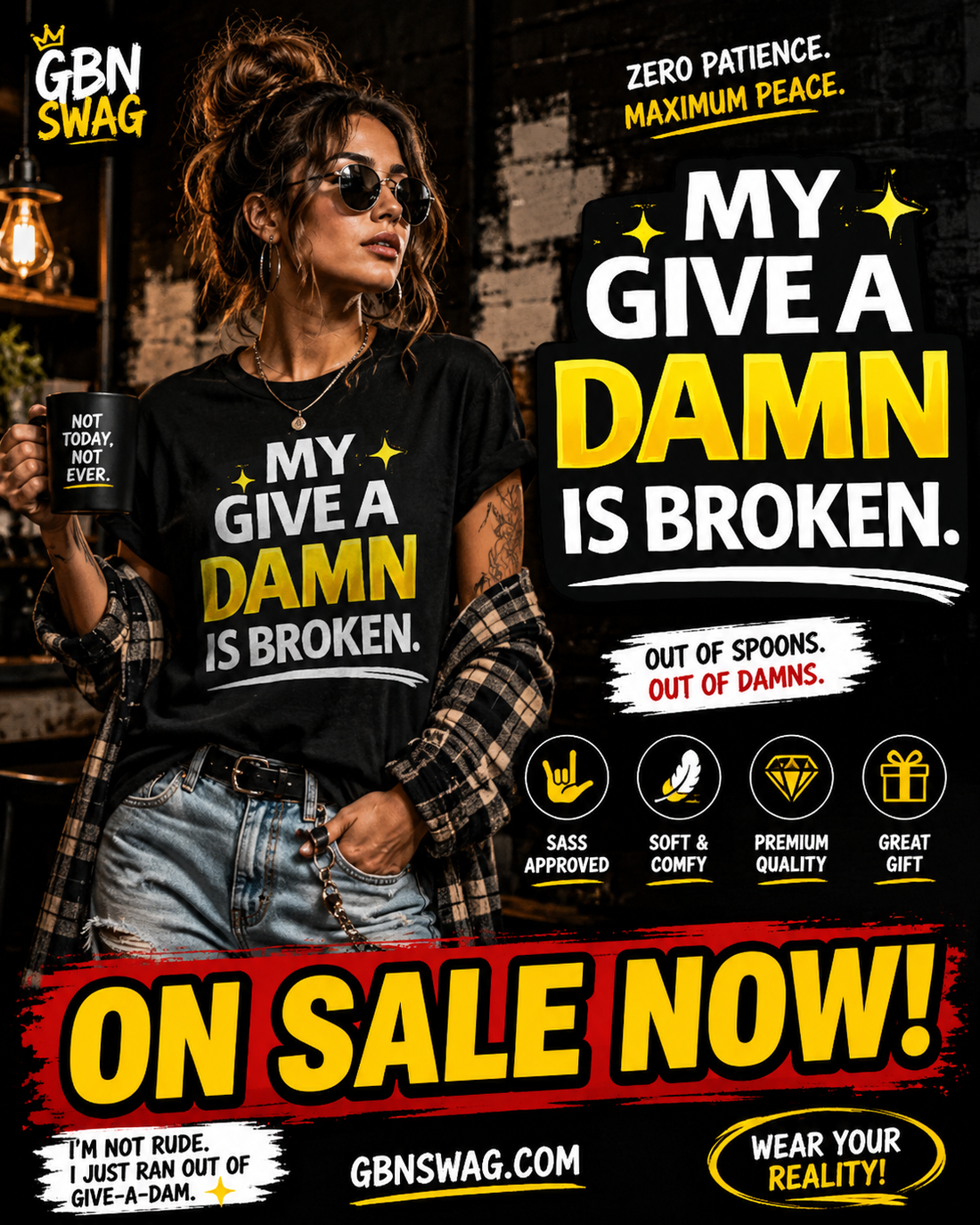 Funny Sarcastic T-Shirt for People Whose Give-A-Damn Is Officially Broken