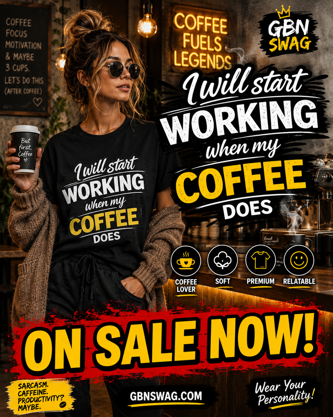 Funny Coffee T-Shirt for People Who Refuse to Function Before Caffeine