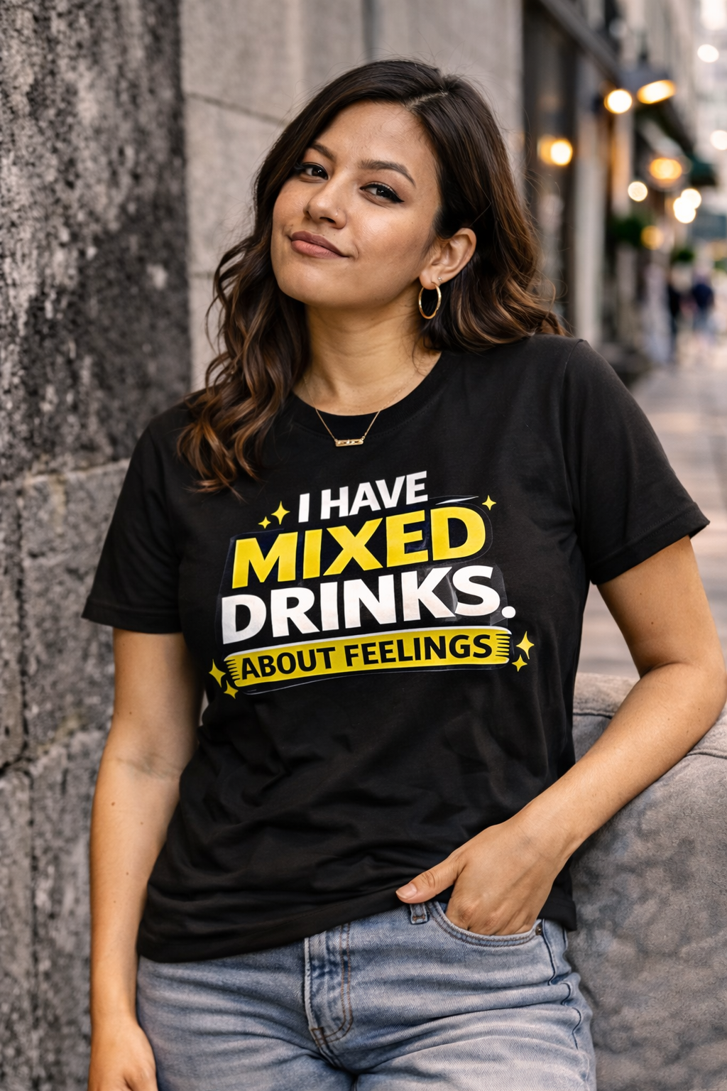 I Have Mixed Drinks About Feelings T-Shirt | Funny Cocktail Quote Tee