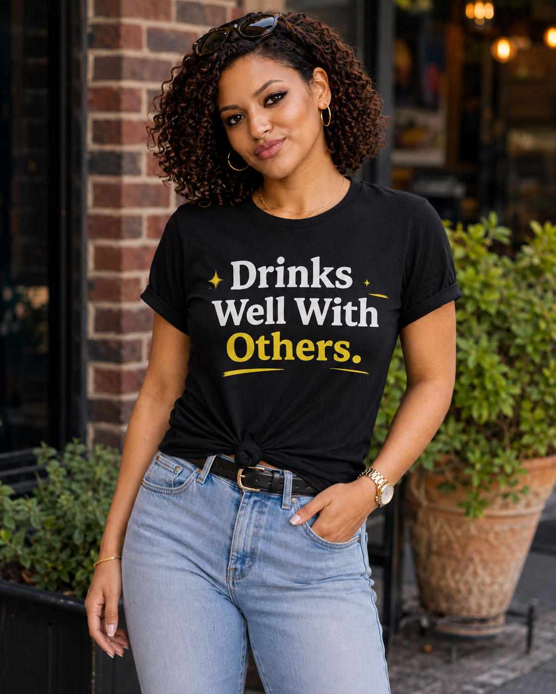 Drinks Well With Others T-Shirt | Funny Beverage Quote Tee
