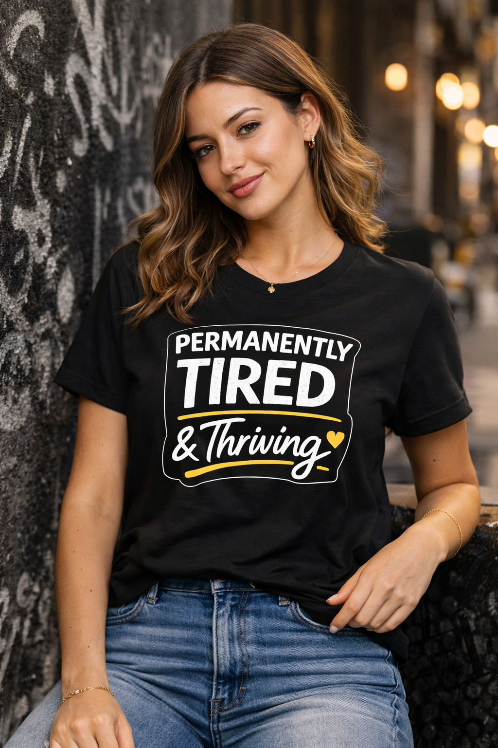 Permanently Tired Tee | Funny Text Shirt, Sarcastic Sleep Humor