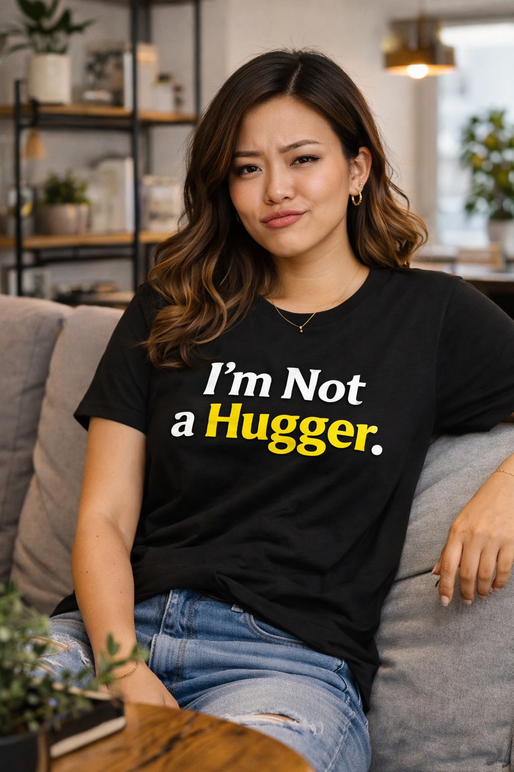 I'm Not a Hugger - Funny Quote T-Shirt | Anti-Hug Graphic Tee