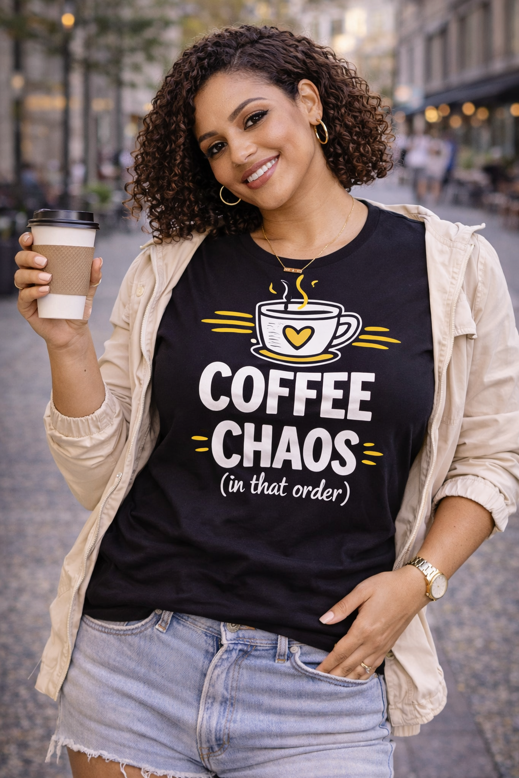 Coffee Chaos T-Shirt | Coffee Lover Shirt, Caffeinated Humor Tee