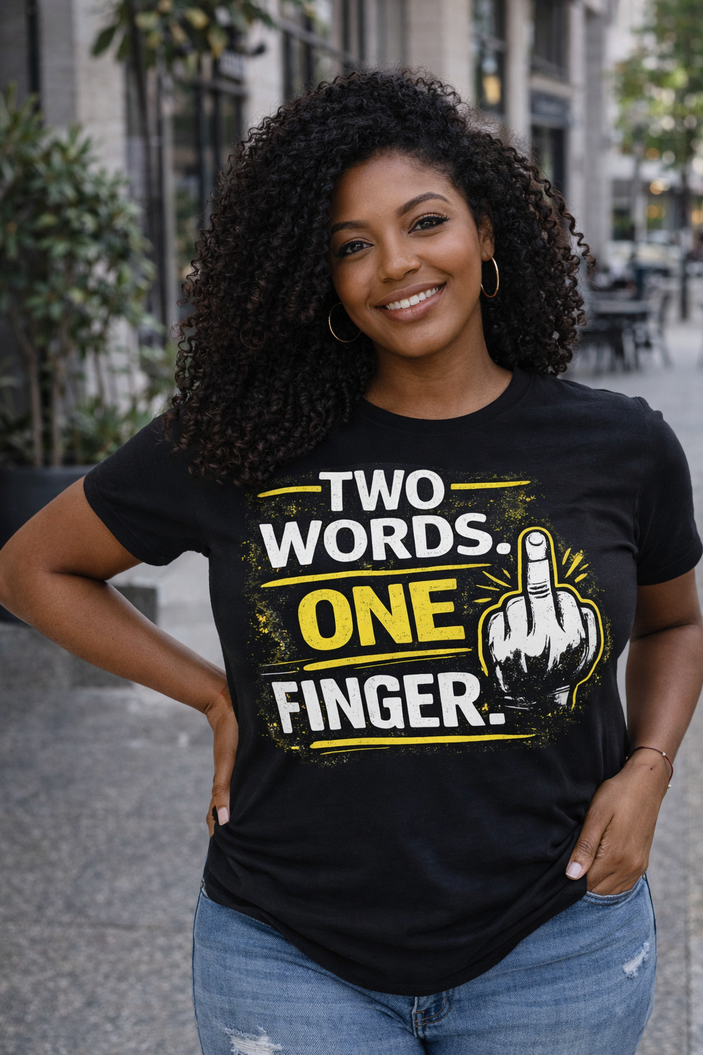 Two Words One Finger Tee